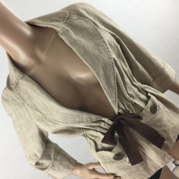 Will Smith Linen Blend Blazer Jacket Tie Front - Picture 3 of 8